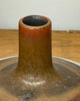 Round Blush Ceramic Vase with Brown Neck and Crackle Glaze, SKU , image 7