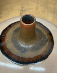 Round Blush Ceramic Vase with Brown Neck and Crackle Glaze, SKU , image 9