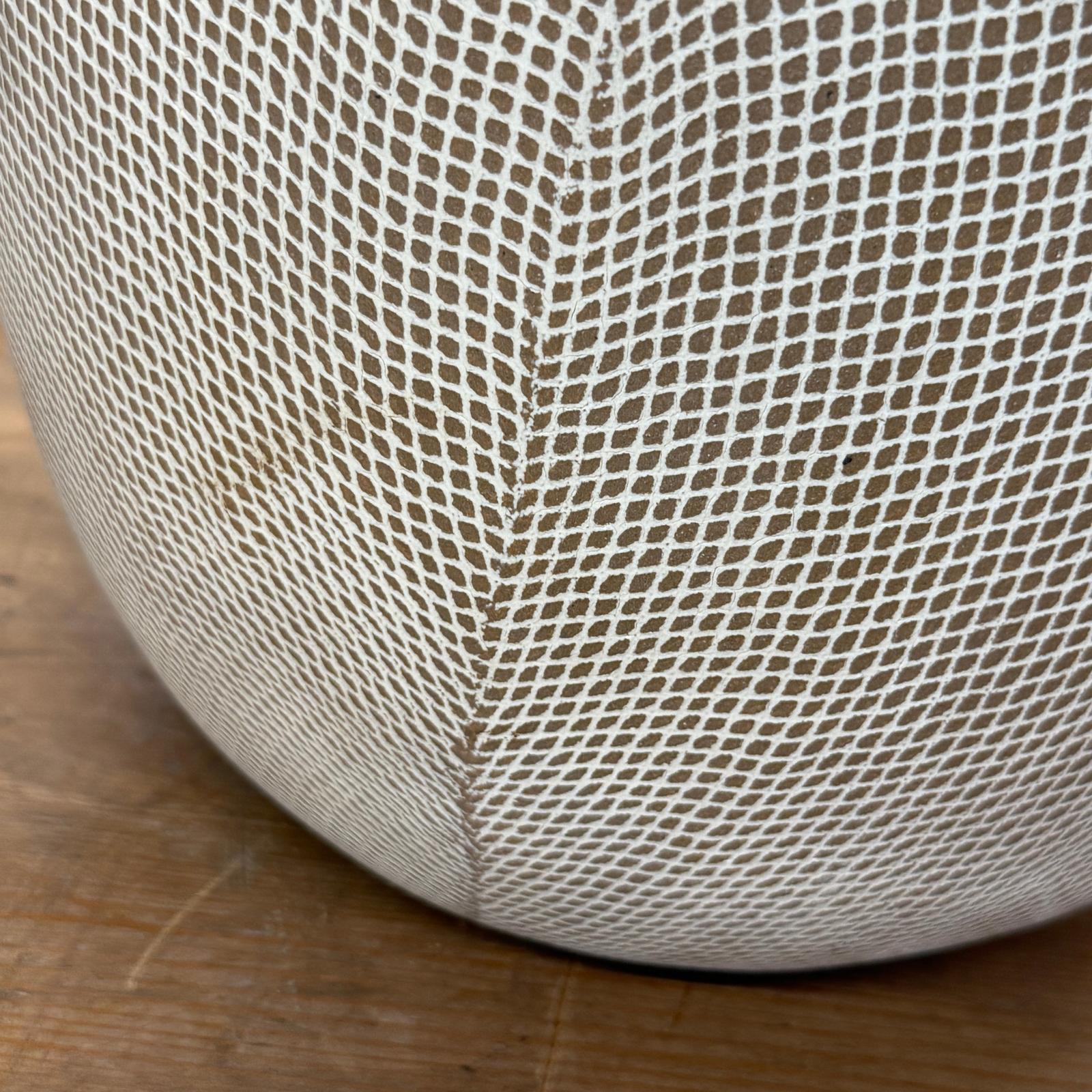 Round Brown &amp; White Small Checkered Patterned Ceramic Vase, SKU , image 7
