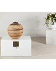 Round Ceramic Artisan Vase with Swirled Earth-Tone Design