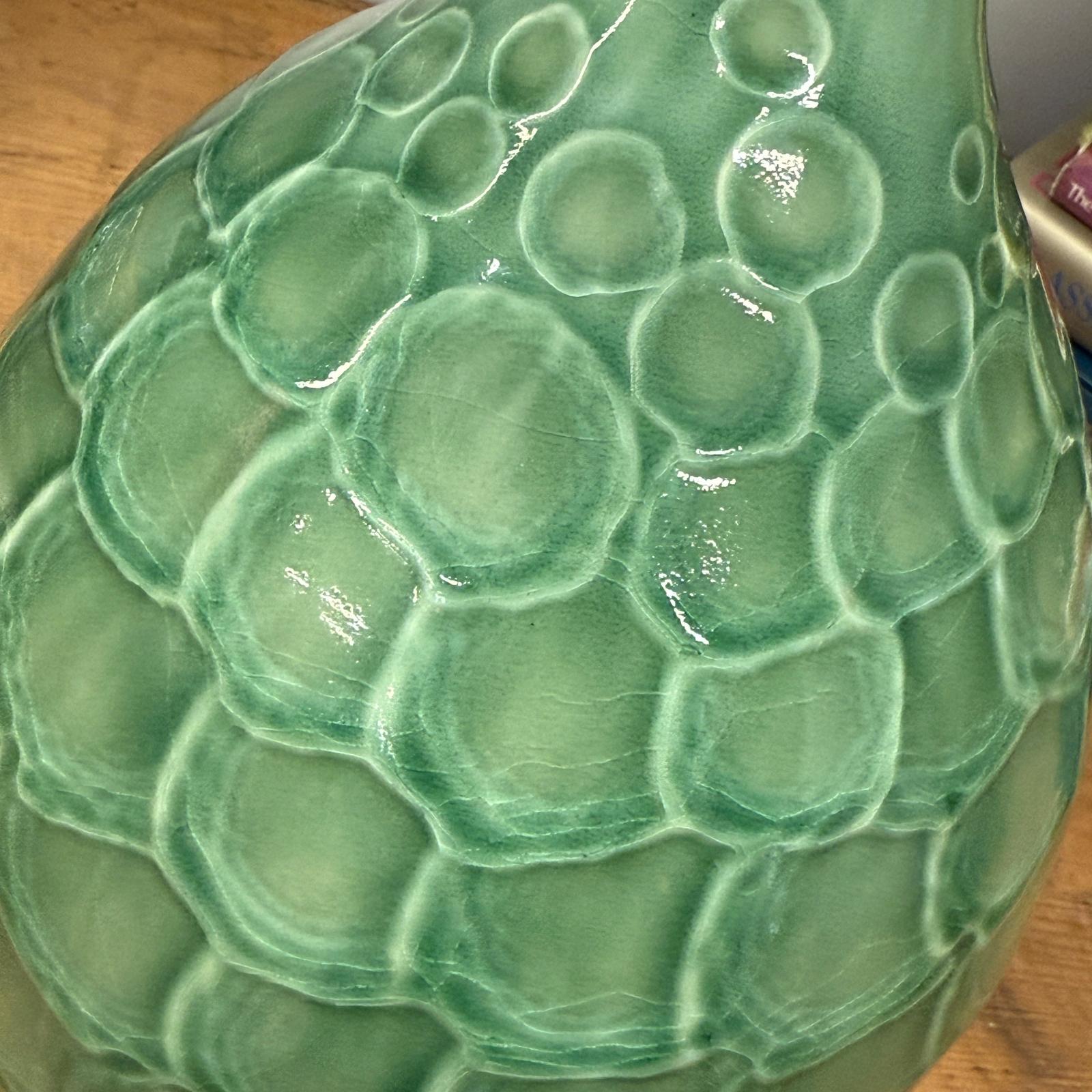 Round Green Snakeskin Design Vase with Small Narrow Neck, SKU , image 7