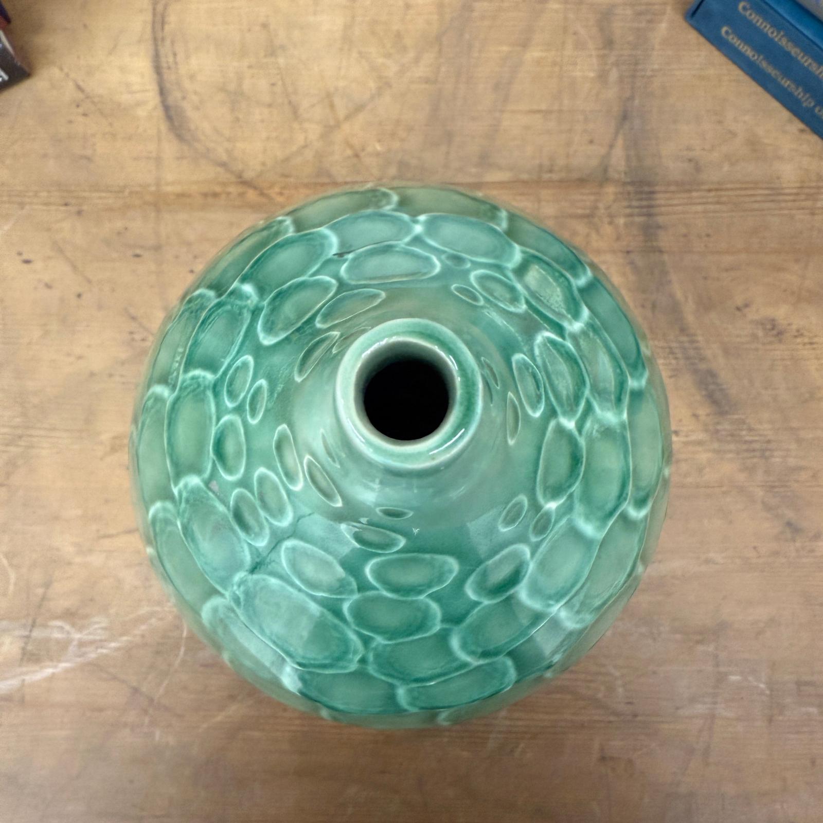 Round Green Snakeskin Design Vase with Small Narrow Neck, SKU , image 8