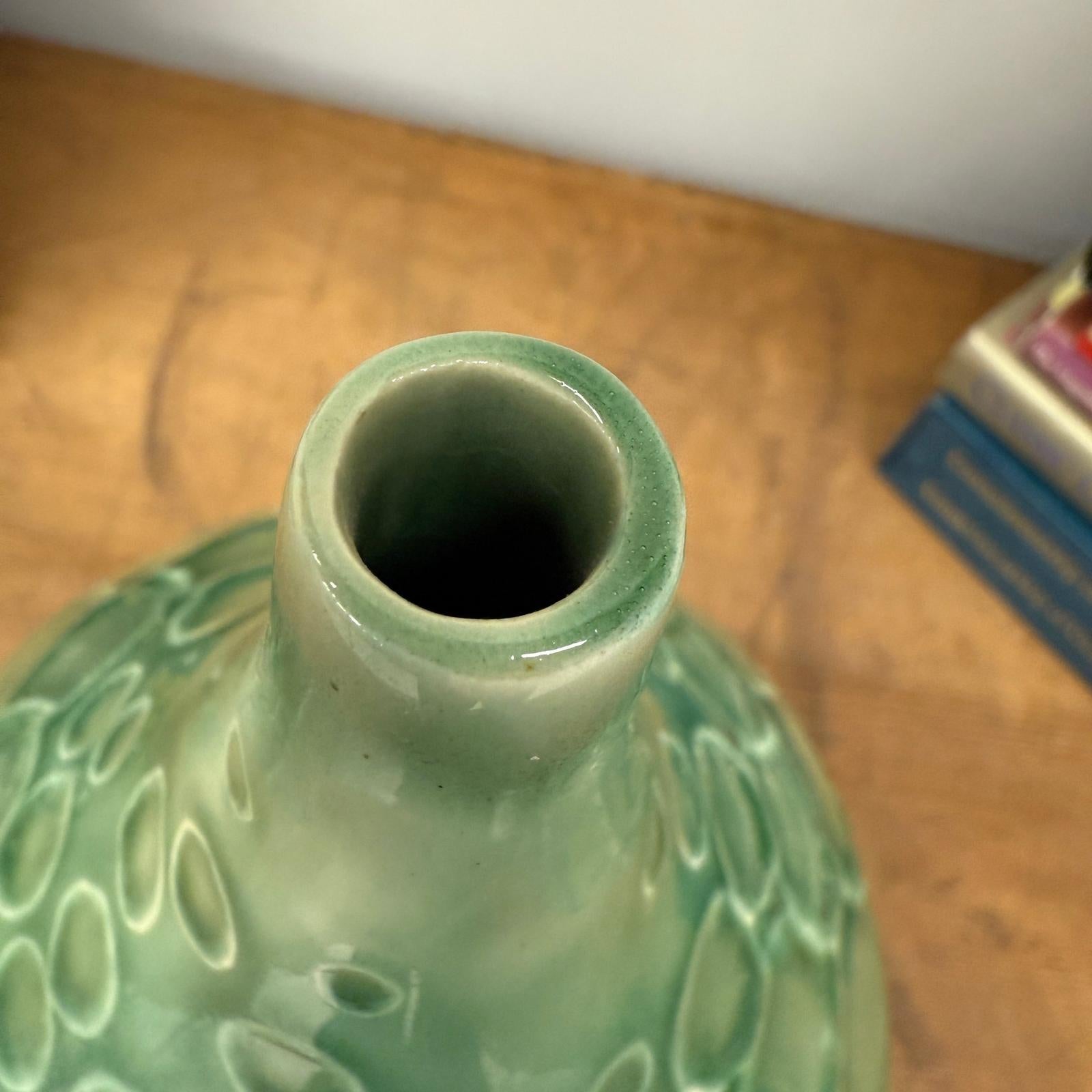 Round Green Snakeskin Design Vase with Small Narrow Neck, SKU , image 9