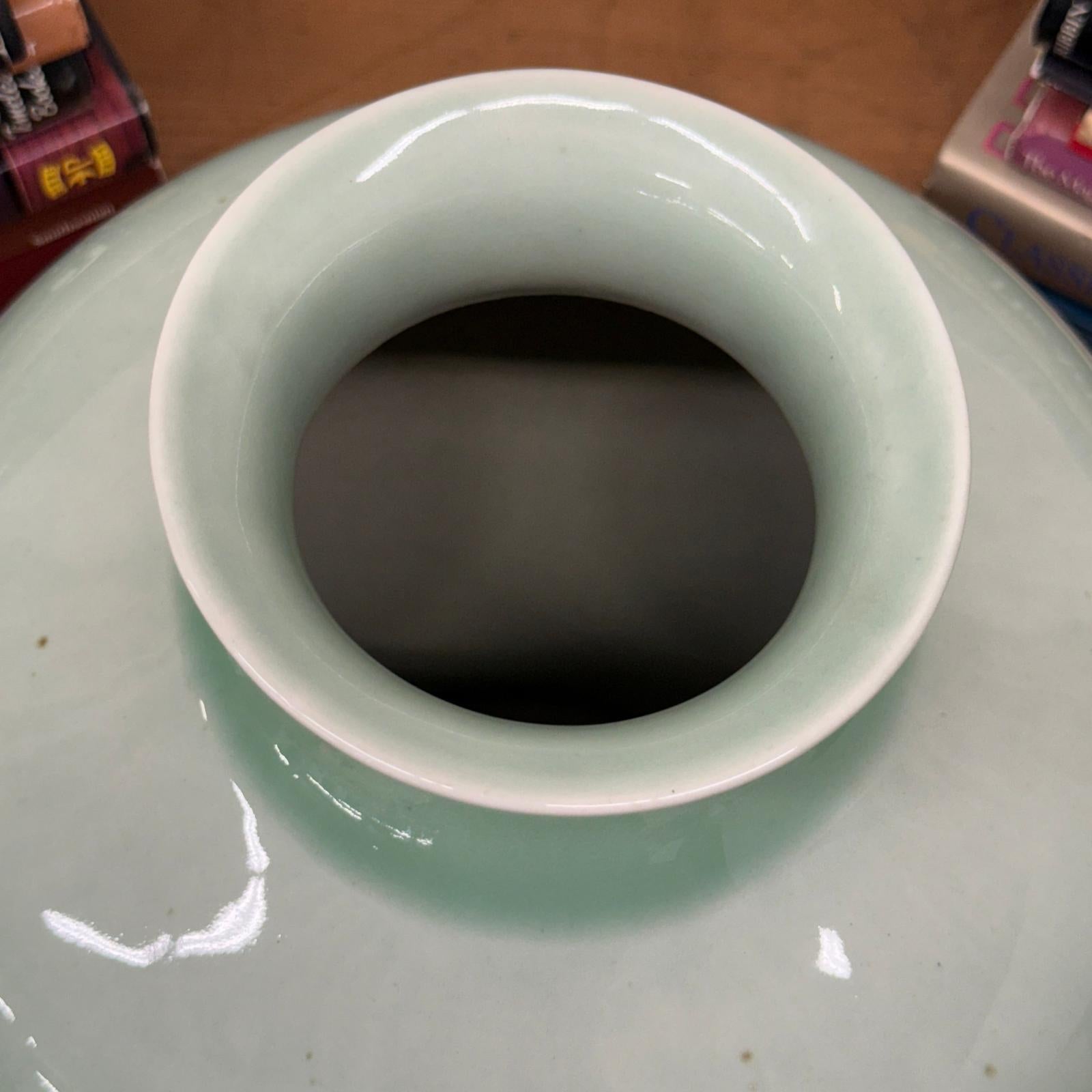 Round Light Mint Green Ceramic Vase, SKU , image 6