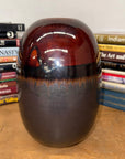 Round Steel Grey & Red Ceramic Vase with Black Center - FEA Home
