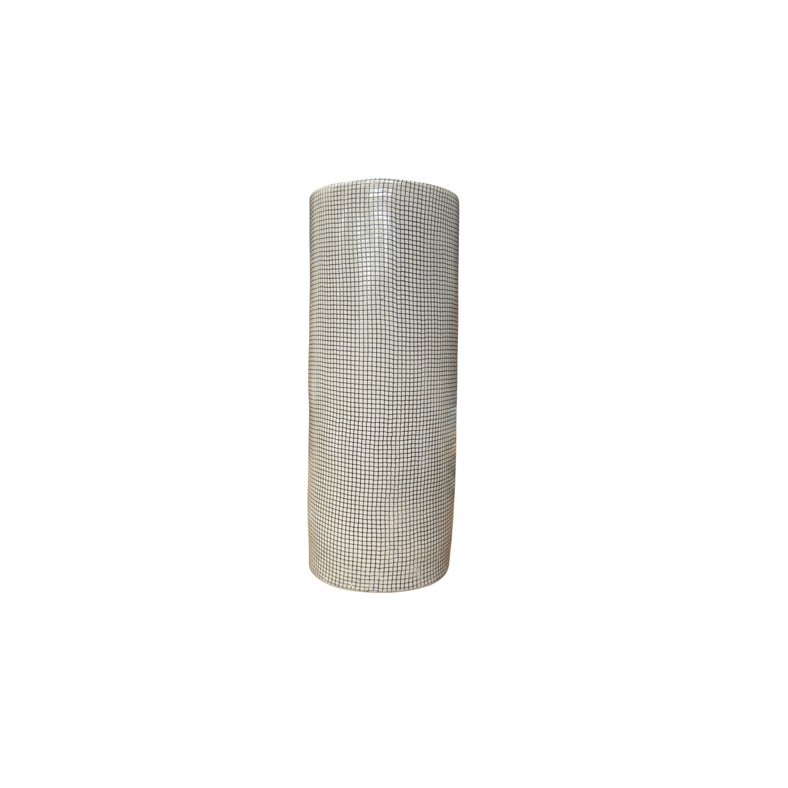 Rounded Black &amp; White Small Checkered Patterned Ceramic Vase, SKU , image 1