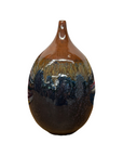 Rounded Brown and Blue Ceramic Vase with Narrow Neck, SKU , image 1