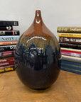 Rounded Brown and Blue Ceramic Vase with Narrow Neck, SKU , image 2