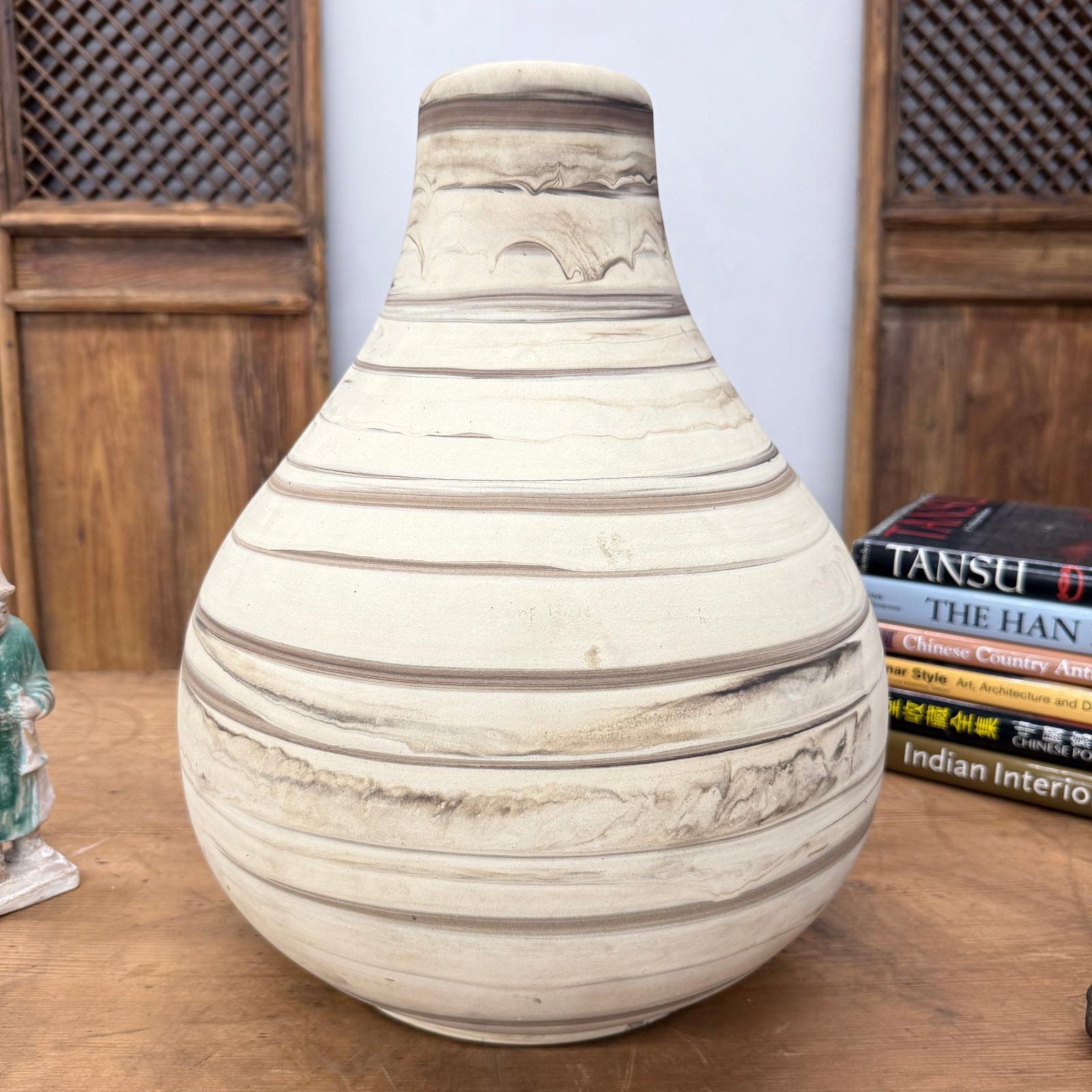 Rounded Brown &amp; Stone Cream Swirled Ceramic Lamp Base, SKU , image 2