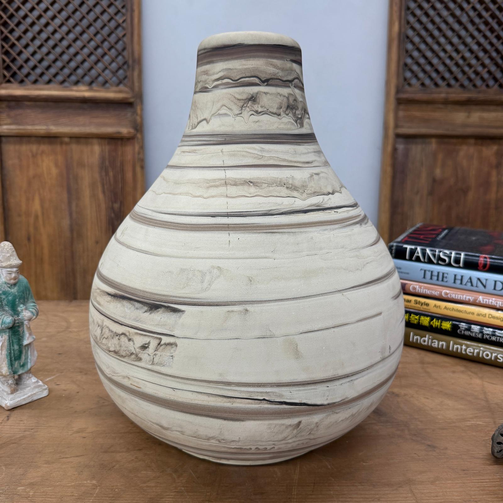 Rounded Brown &amp; Stone Cream Swirled Ceramic Lamp Base, SKU , image 3