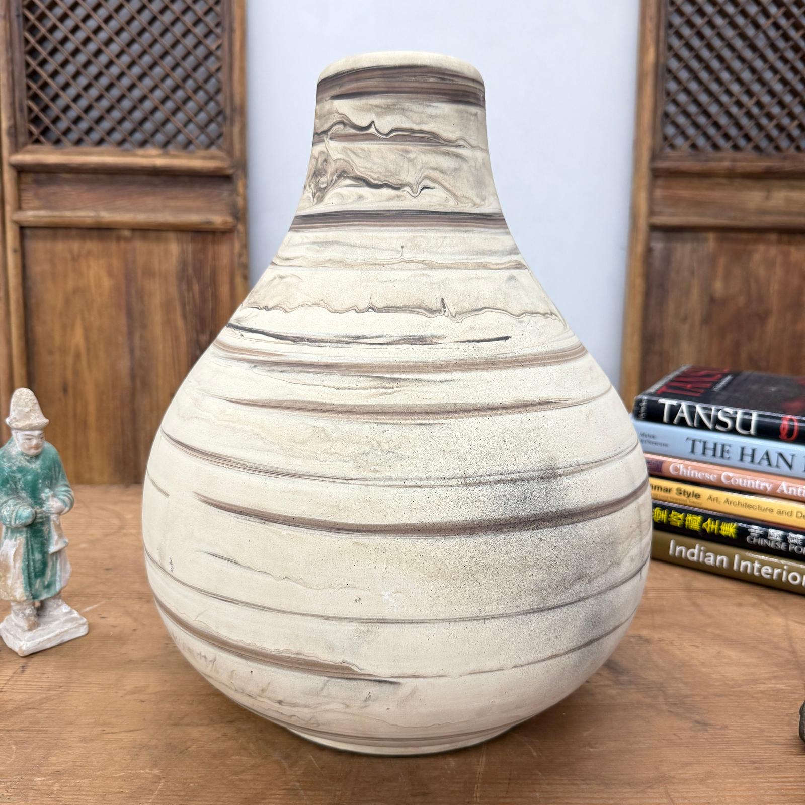 Rounded Brown &amp; Stone Cream Swirled Ceramic Lamp Base, SKU , image 4