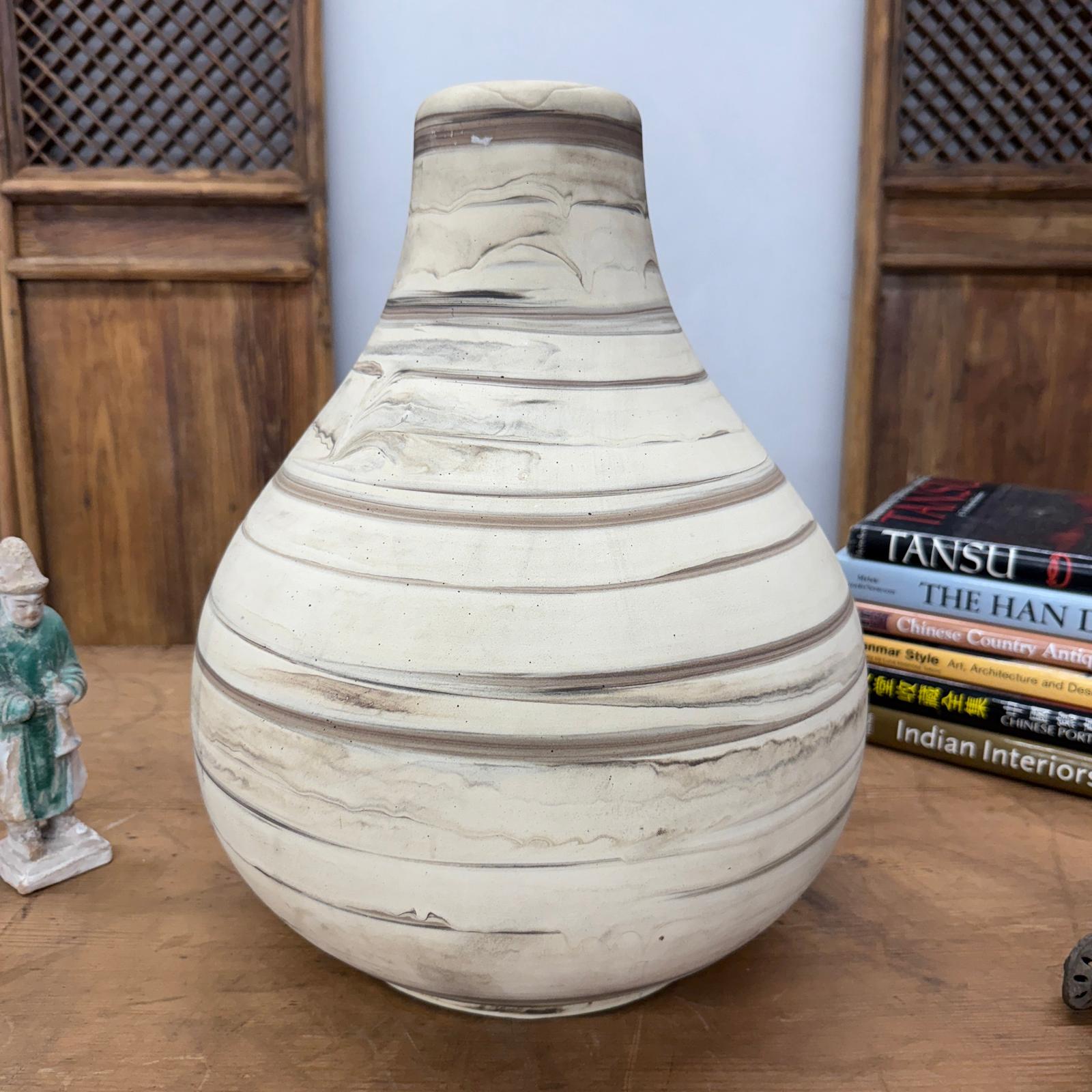 Rounded Brown &amp; Stone Cream Swirled Ceramic Lamp Base, SKU , image 5