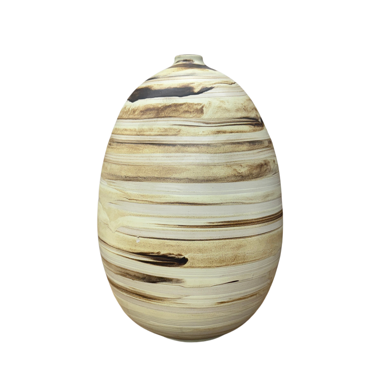 Rounded Cream and Brown Swirled Ceramic Vase - FEA Home