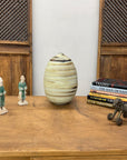 Rounded Cream and Brown Swirled Ceramic Vase - FEA Home