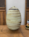 Rounded Cream and Brown Swirled Ceramic Vase - FEA Home