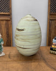 Rounded Cream and Brown Swirled Ceramic Vase - FEA Home