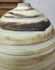 Rounded Cream and Brown Swirled Ceramic Vase - FEA Home