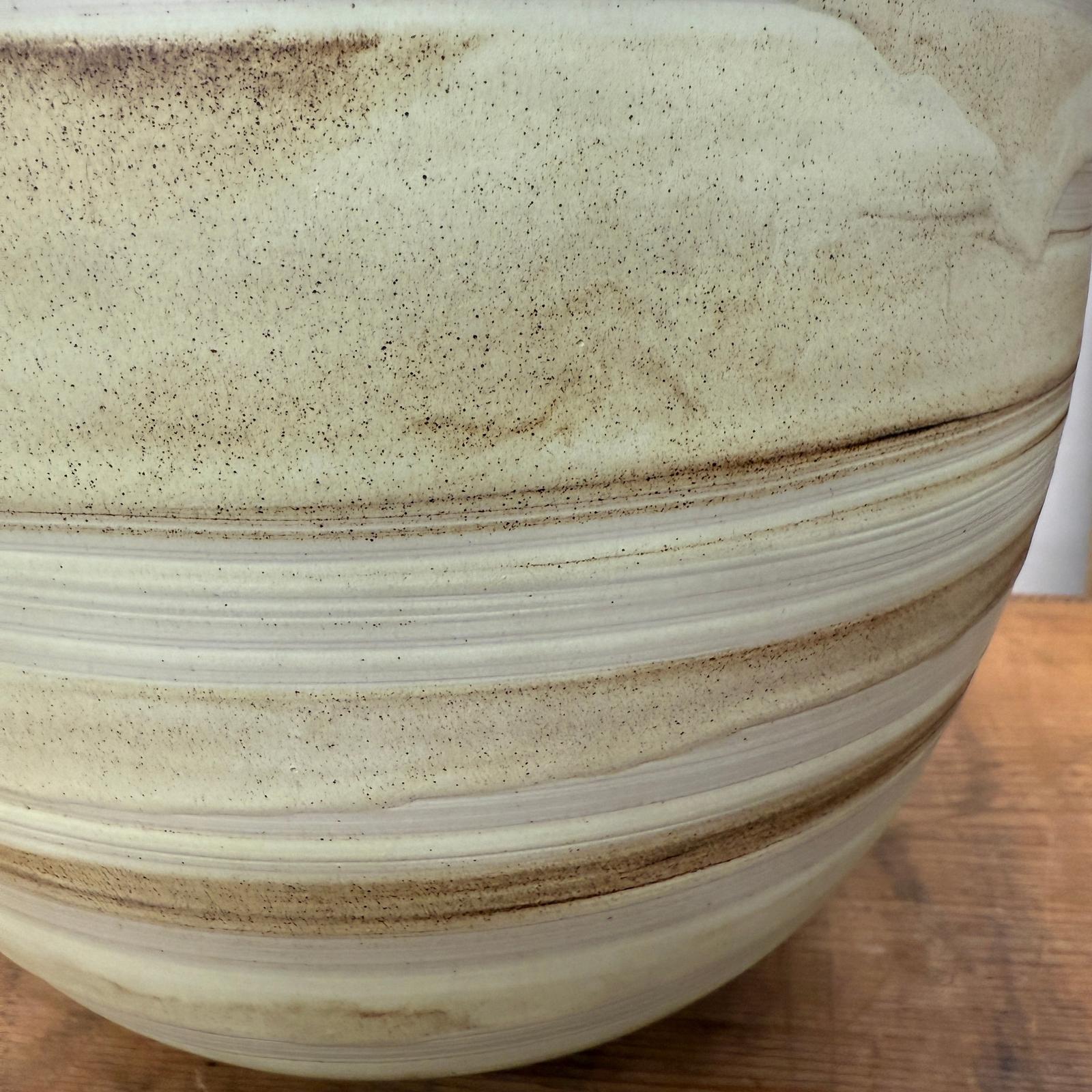 Rounded Cream and Brown Swirled Ceramic Vase - FEA Home