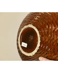 Rounded Red-Brown Glossy Textured Honeycomb Ceramic Vase - image 11