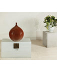 Rounded Red-Brown Glossy Textured Honeycomb Ceramic Vase - image 3