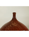Rounded Red-Brown Glossy Textured Honeycomb Ceramic Vase - image 5