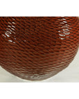 Rounded Red-Brown Glossy Textured Honeycomb Ceramic Vase - image 7