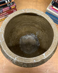 Rustic Brown Pottery Planter Jar with Pattern and Drip Glaze - FEA Home