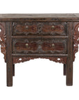 Carved Qing dynasty Chinese cabinet on white background