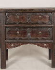 Rustic Chinese carved cabinet, full front view