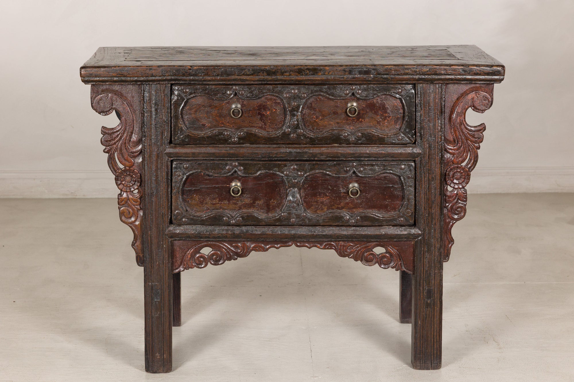 Qing dynasty carved cabinet, alternate front view