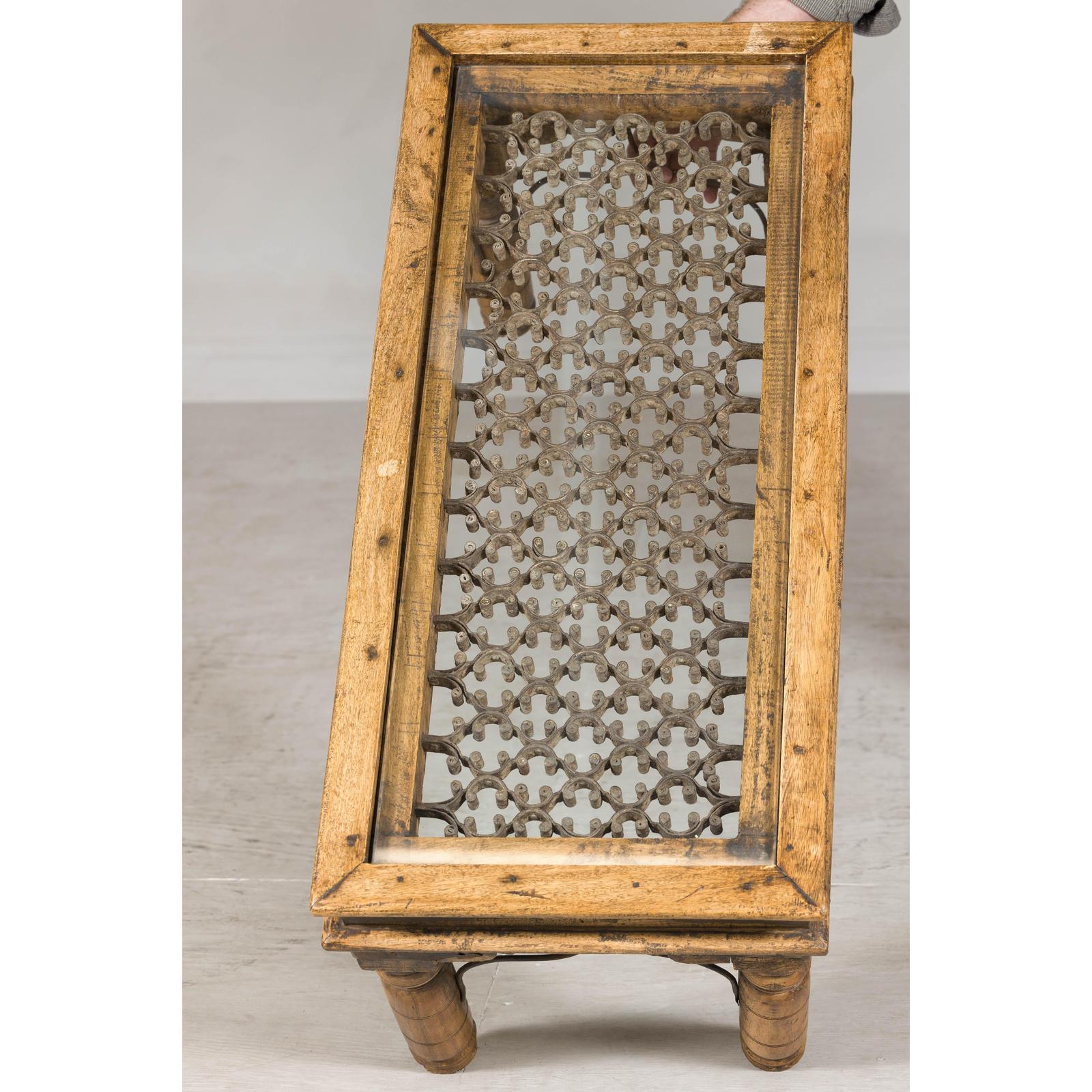 Rustic Coffee Table with Antique Ironwork and Custom Glass - Vintage-15. Asian &amp; Chinese Furniture, Art, Antiques, Vintage Home Décor for sale at FEA Home