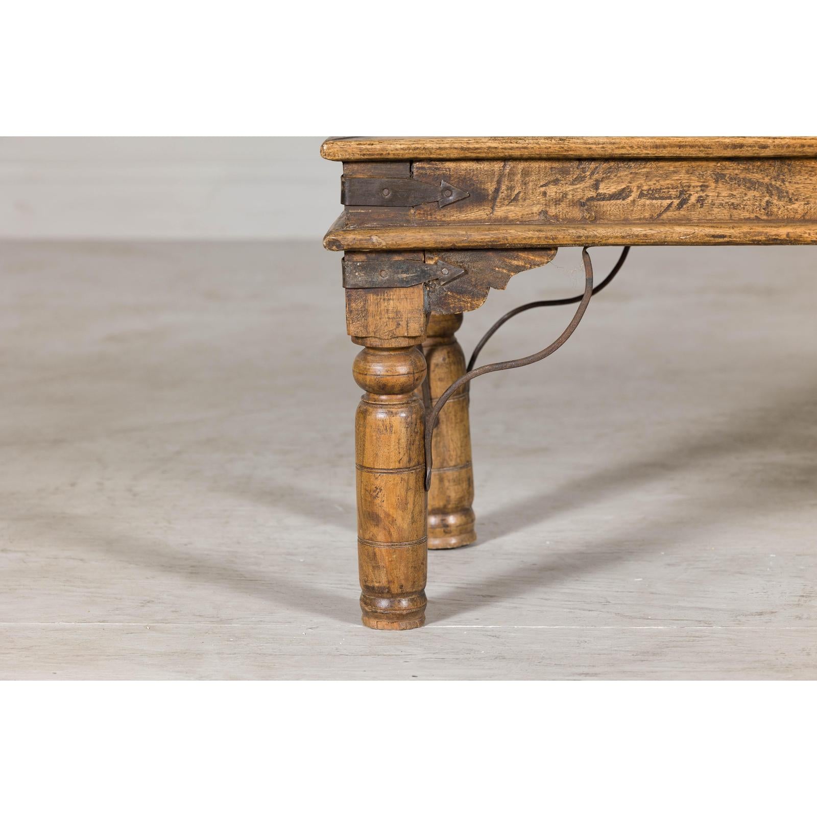 Rustic Coffee Table with Antique Ironwork and Custom Glass - Vintage-6. Asian &amp; Chinese Furniture, Art, Antiques, Vintage Home Décor for sale at FEA Home