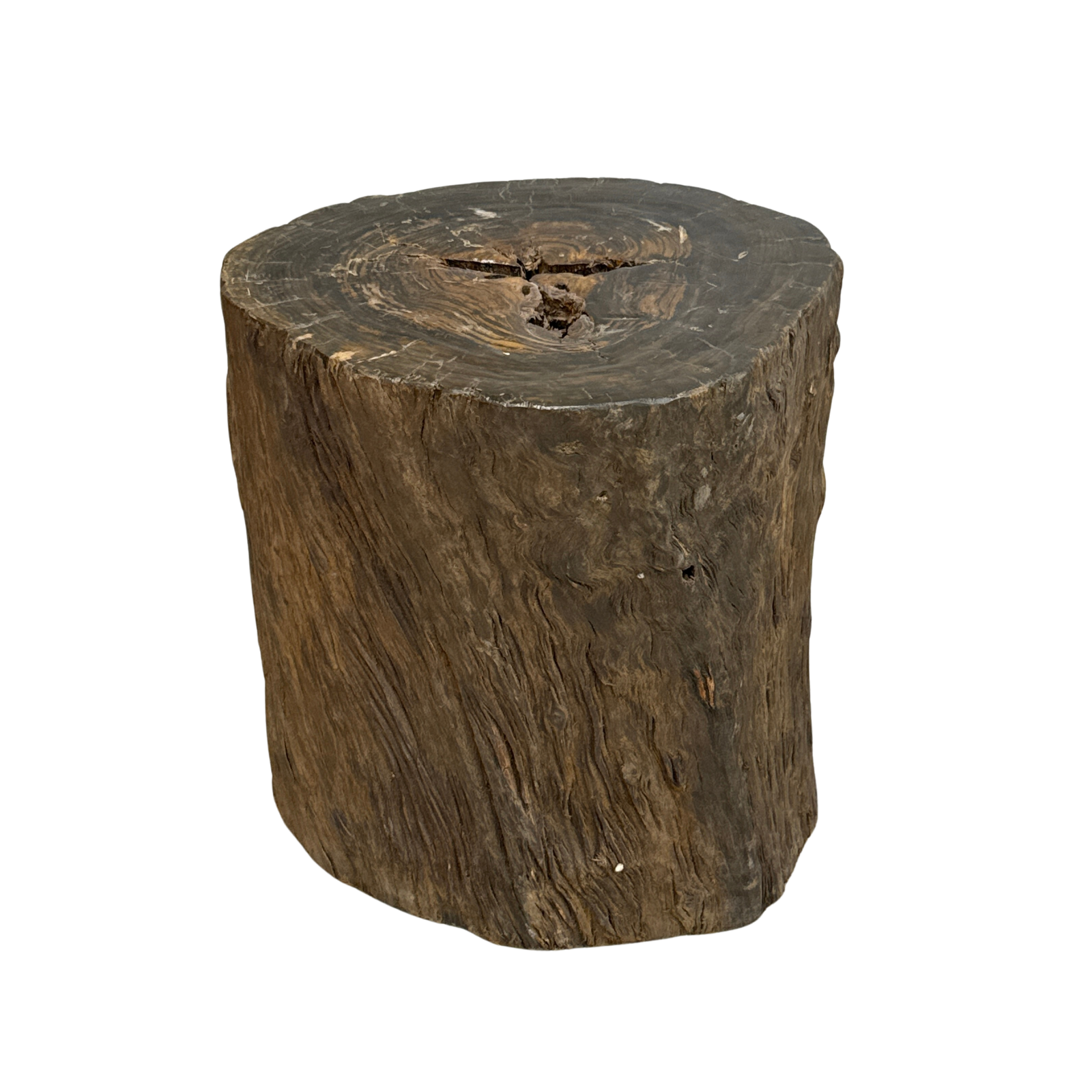 Rustic Textured Free-Form Reclaimed Tree Trunk Side Pedestal - FEA Home