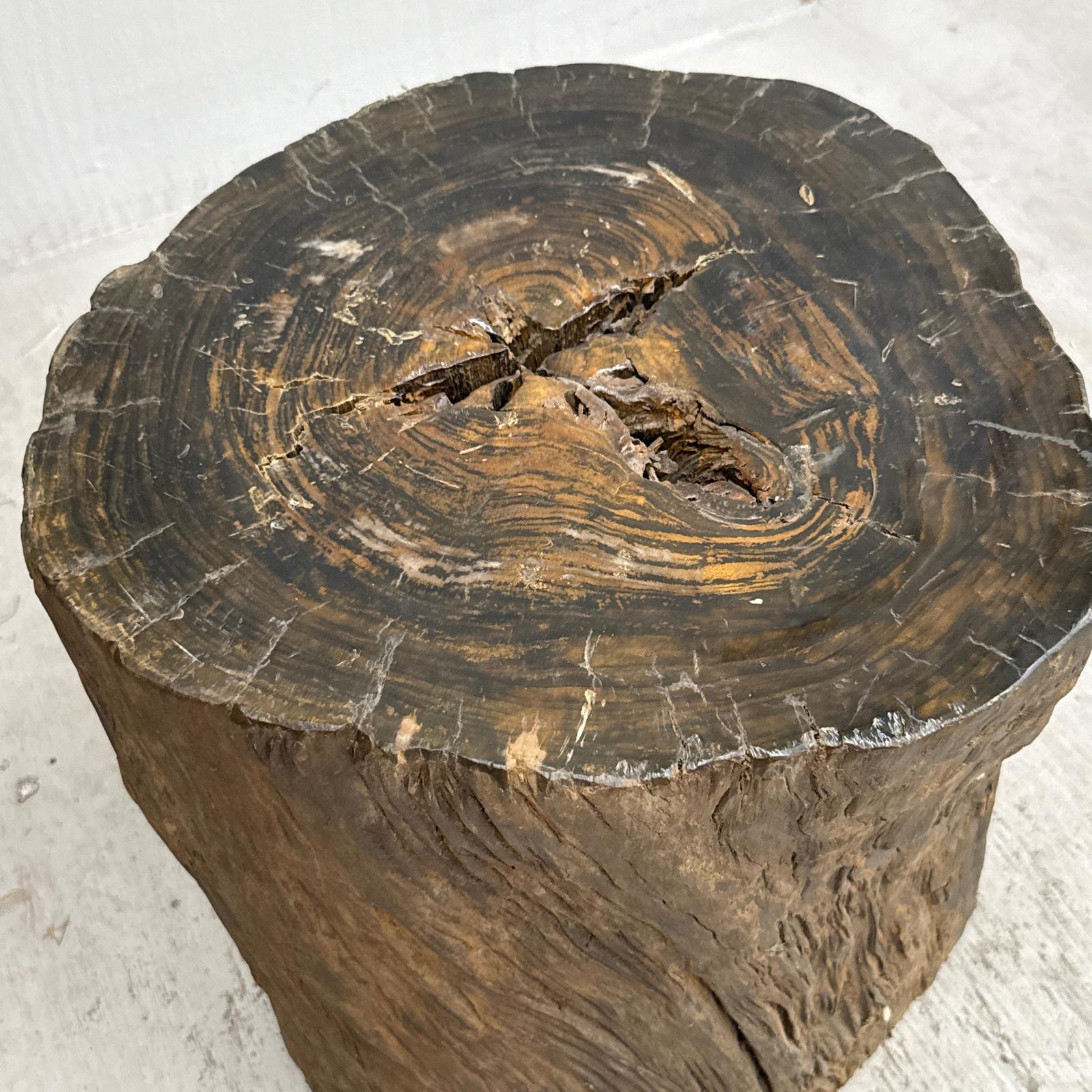 Rustic Textured Free-Form Reclaimed Tree Trunk Side Pedestal - FEA Home