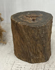 Rustic Textured Free-Form Reclaimed Tree Trunk Side Pedestal - FEA Home