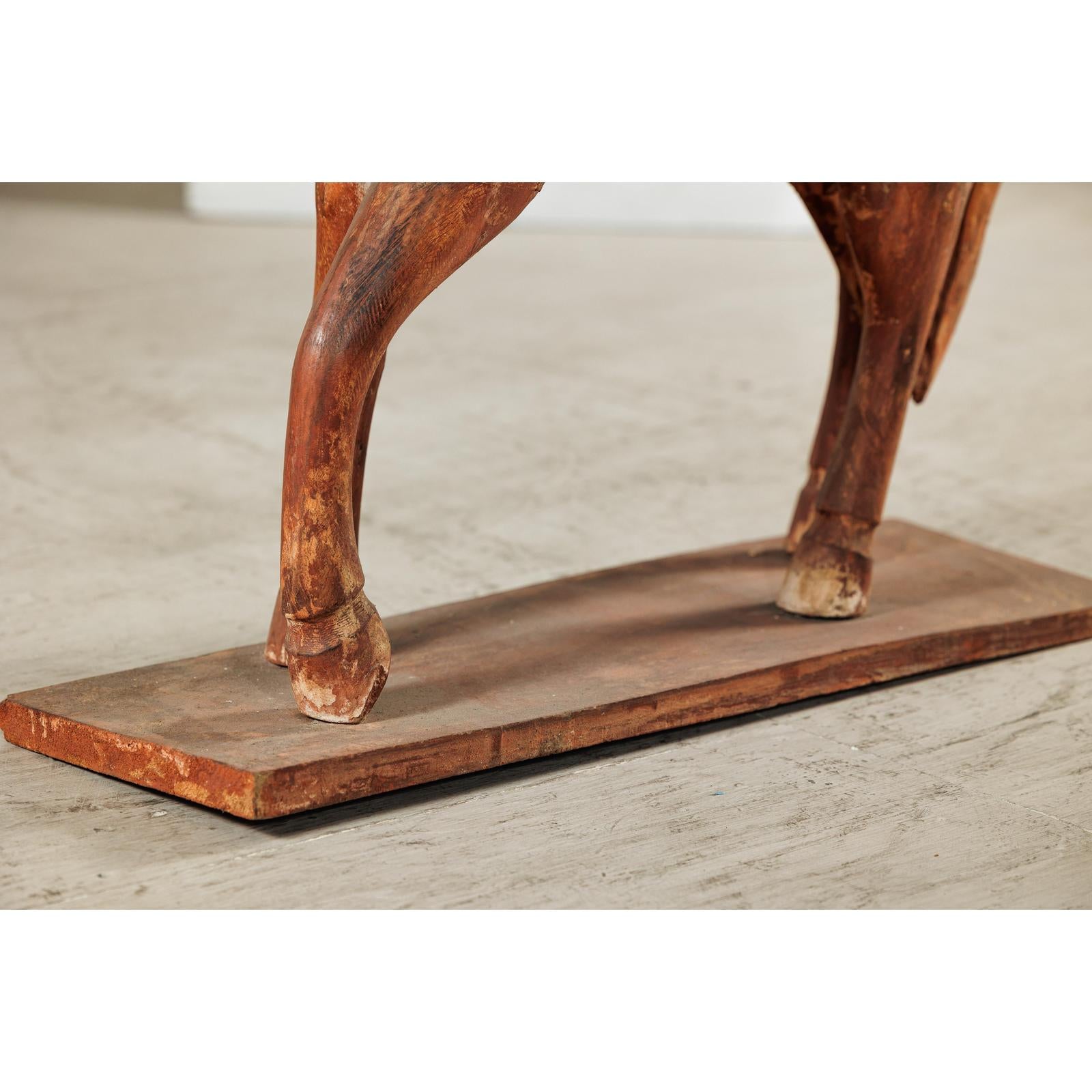 Rustic Vintage Carved Wooden Horse with Saddle on Stand, circa 1950-10. Asian &amp; Chinese Furniture, Art, Antiques, Vintage Home Décor for sale at FEA Home