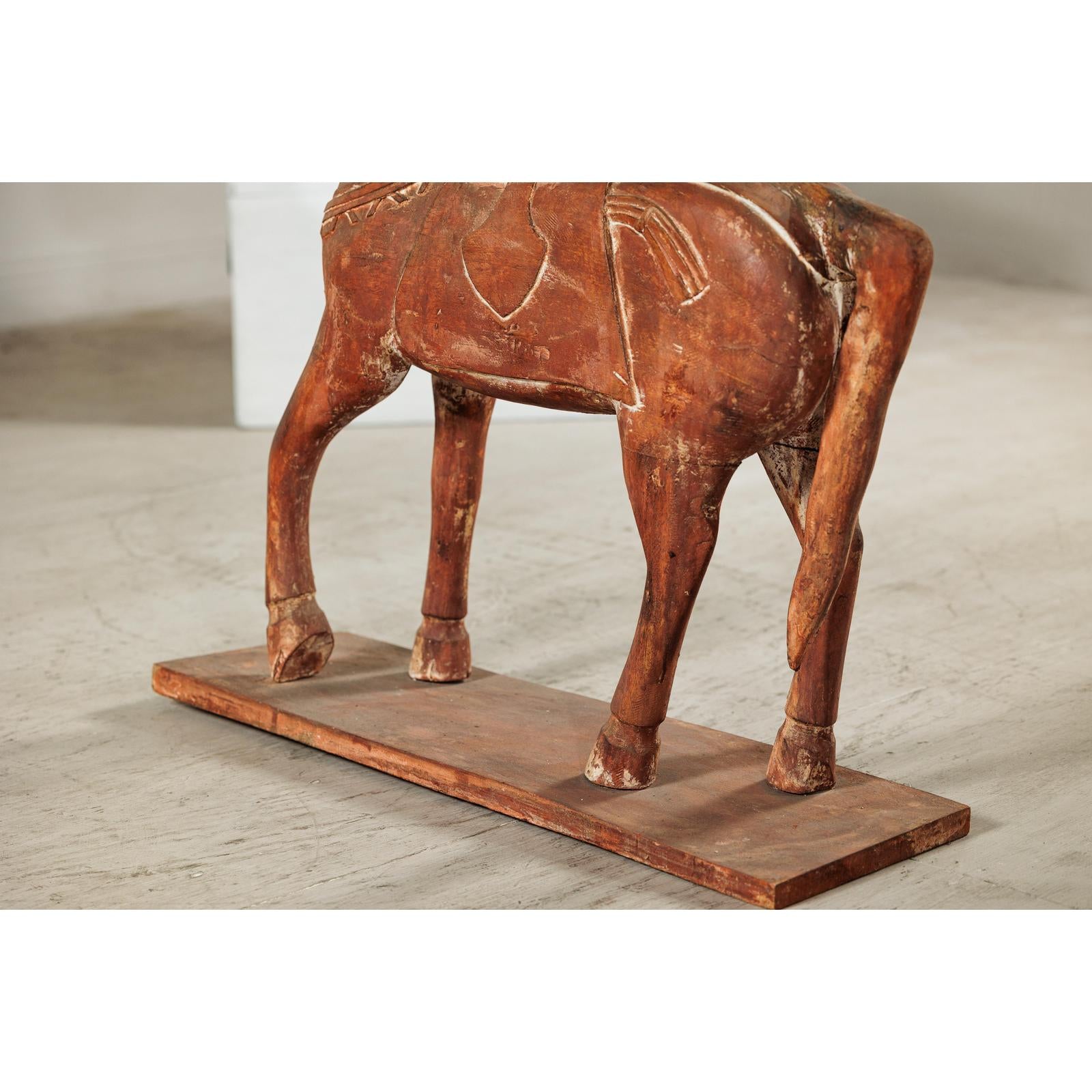 Rustic Vintage Carved Wooden Horse with Saddle on Stand, circa 1950-15. Asian &amp; Chinese Furniture, Art, Antiques, Vintage Home Décor for sale at FEA Home