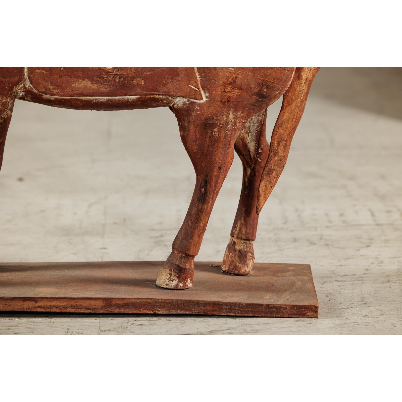 Rustic Vintage Carved Wooden Horse with Saddle on Stand, circa 1950-7. Asian &amp; Chinese Furniture, Art, Antiques, Vintage Home Décor for sale at FEA Home