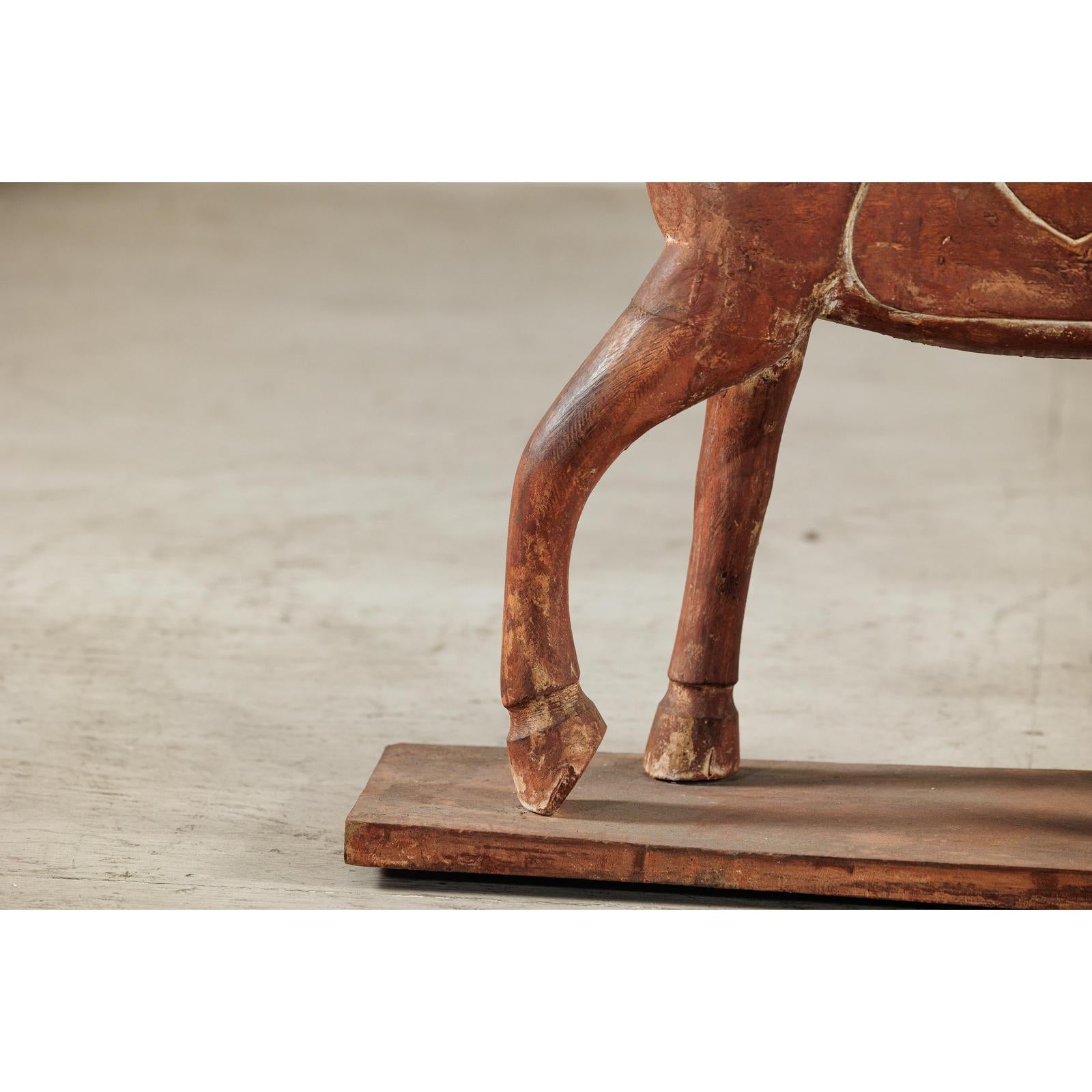 Rustic Vintage Carved Wooden Horse with Saddle on Stand, circa 1950-8. Asian &amp; Chinese Furniture, Art, Antiques, Vintage Home Décor for sale at FEA Home