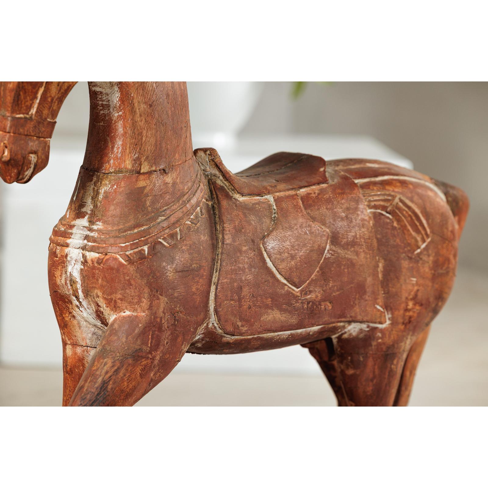 Rustic Vintage Carved Wooden Horse with Saddle on Stand, circa 1950-9. Asian &amp; Chinese Furniture, Art, Antiques, Vintage Home Décor for sale at FEA Home