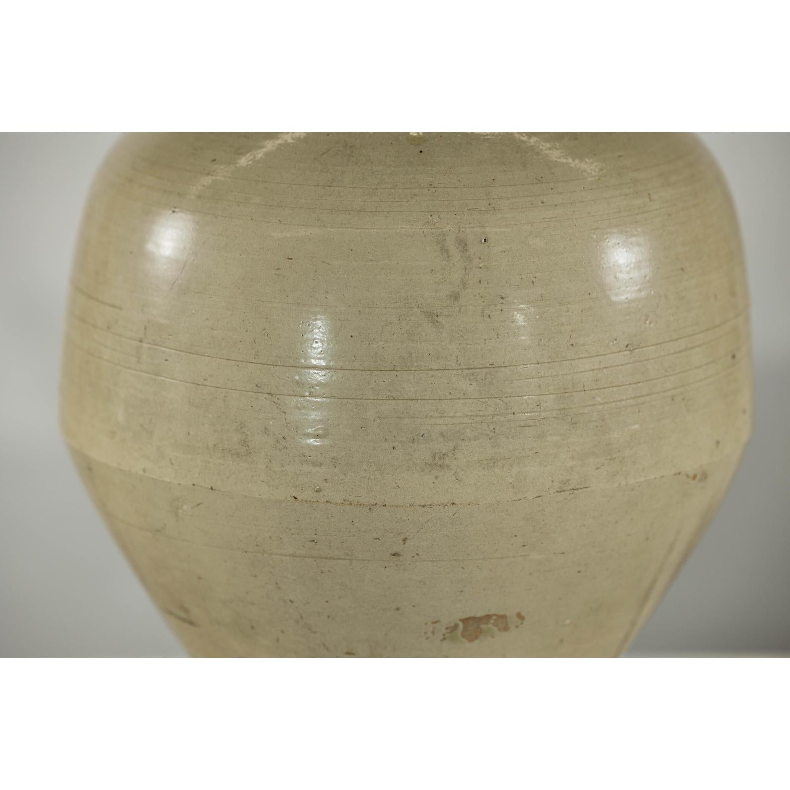 Sand-Colored Ceramic Vase with Rounded Shoulder and Tapered Base-7. Asian &amp; Chinese Furniture, Art, Antiques, Vintage Home Décor for sale at FEA Home