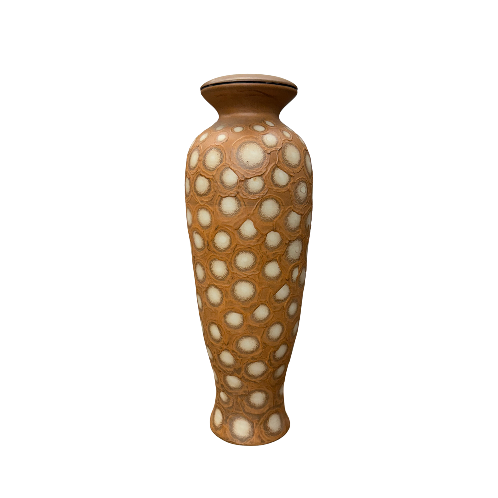 Sand Orange Textured Ceramic Lamp Base with White Polka Dots - FEA Home