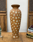 Sand Orange Textured Ceramic Lamp Base with White Polka Dots - FEA Home