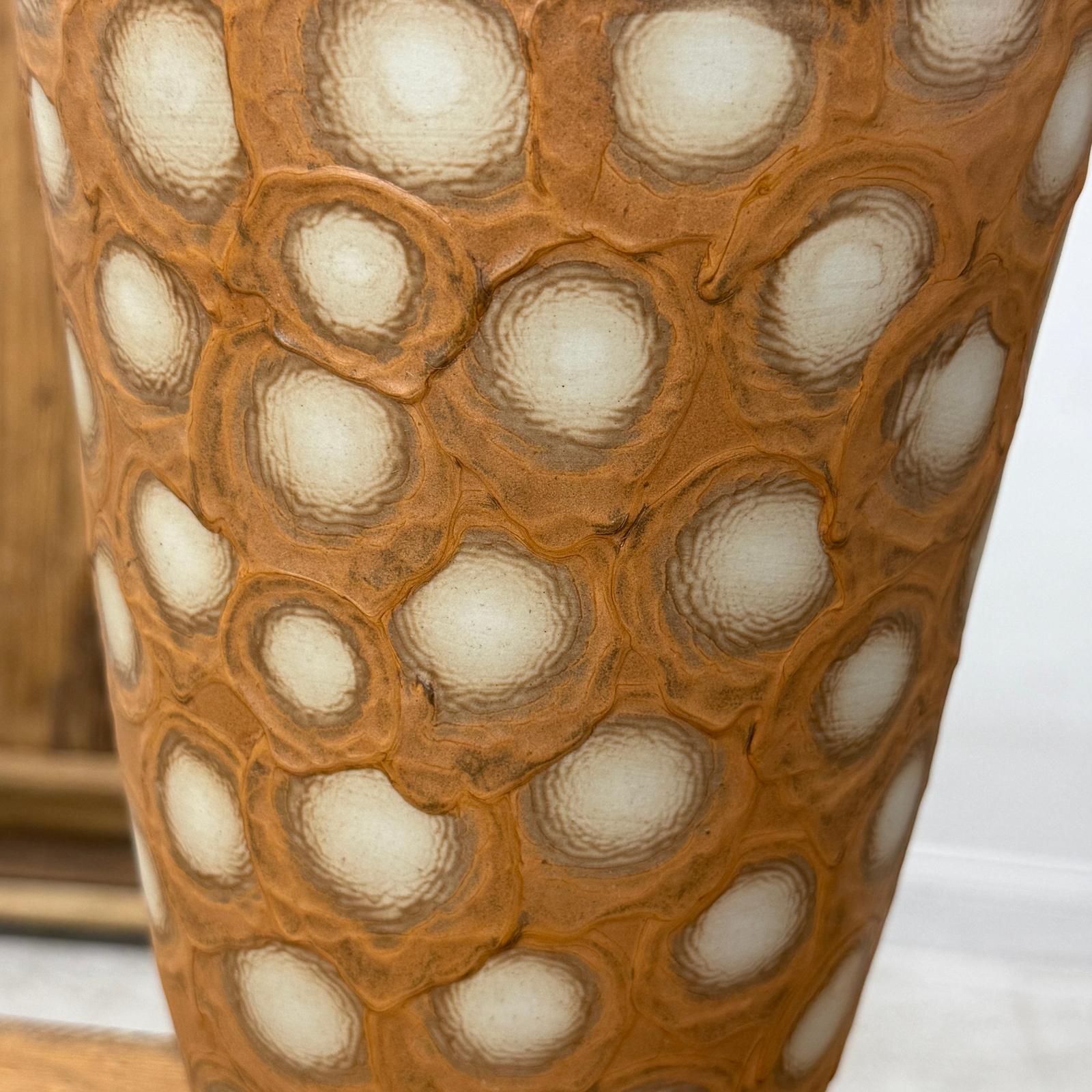 Sand Orange Textured Ceramic Lamp Base with White Polka Dots - FEA Home