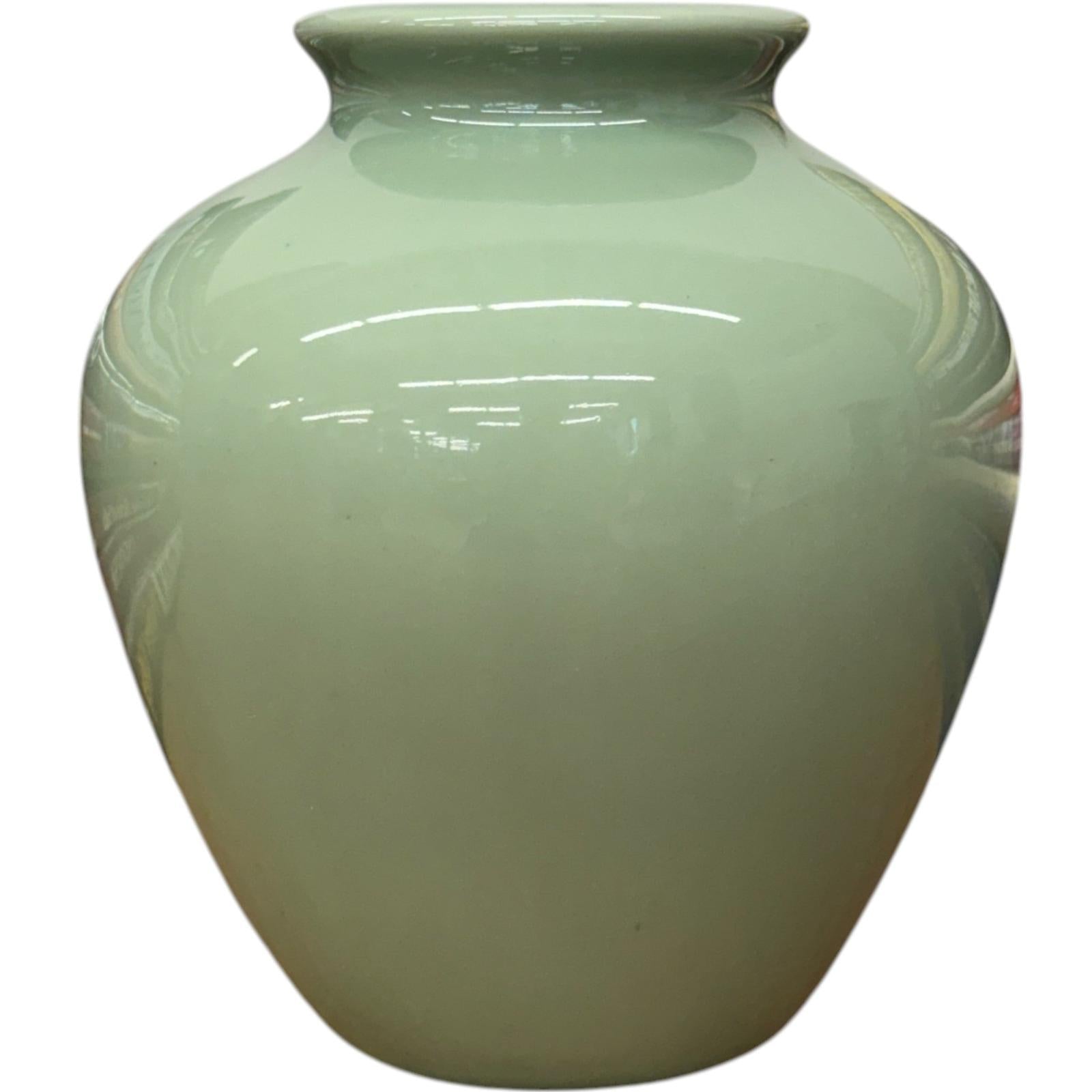 Seafoam Green Ceramic Vase with Rounded Silhouette, SKU , image 1