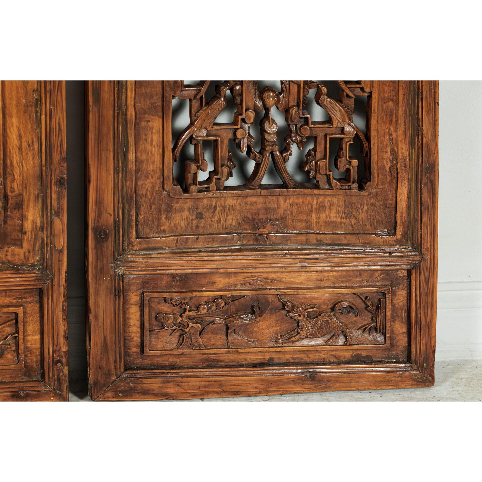 Set of Four Antique Architectural Panels with Carved Lattice and Figures-15. Asian &amp; Chinese Furniture, Art, Antiques, Vintage Home Décor for sale at FEA Home
