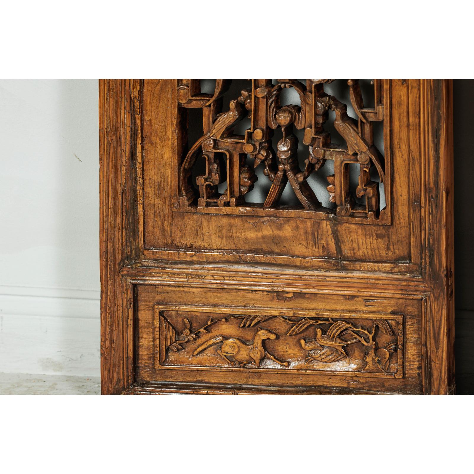 Set of Four Antique Architectural Panels with Carved Lattice and Figures-16. Asian &amp; Chinese Furniture, Art, Antiques, Vintage Home Décor for sale at FEA Home
