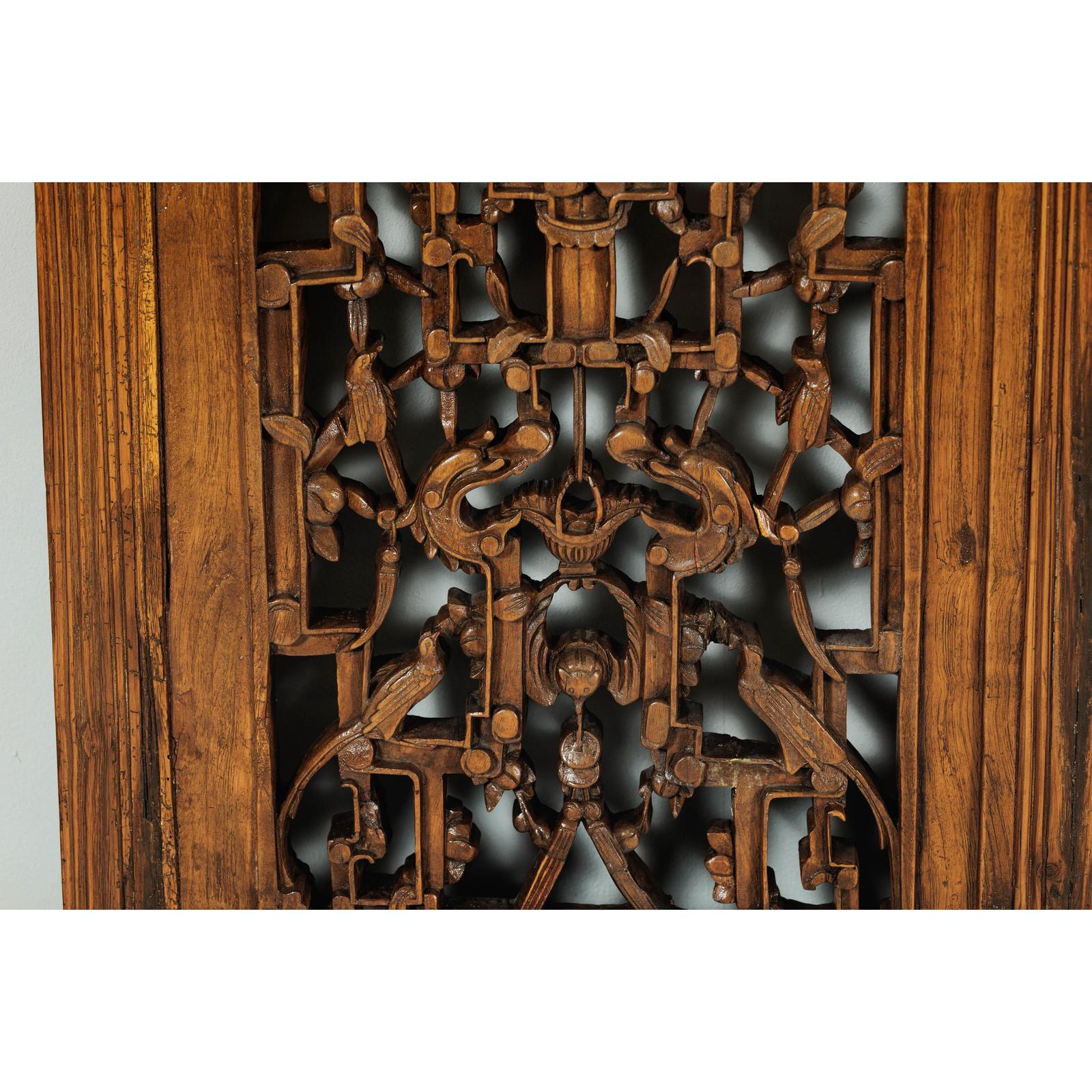 Set of Four Antique Architectural Panels with Carved Lattice and Figures-9. Asian &amp; Chinese Furniture, Art, Antiques, Vintage Home Décor for sale at FEA Home