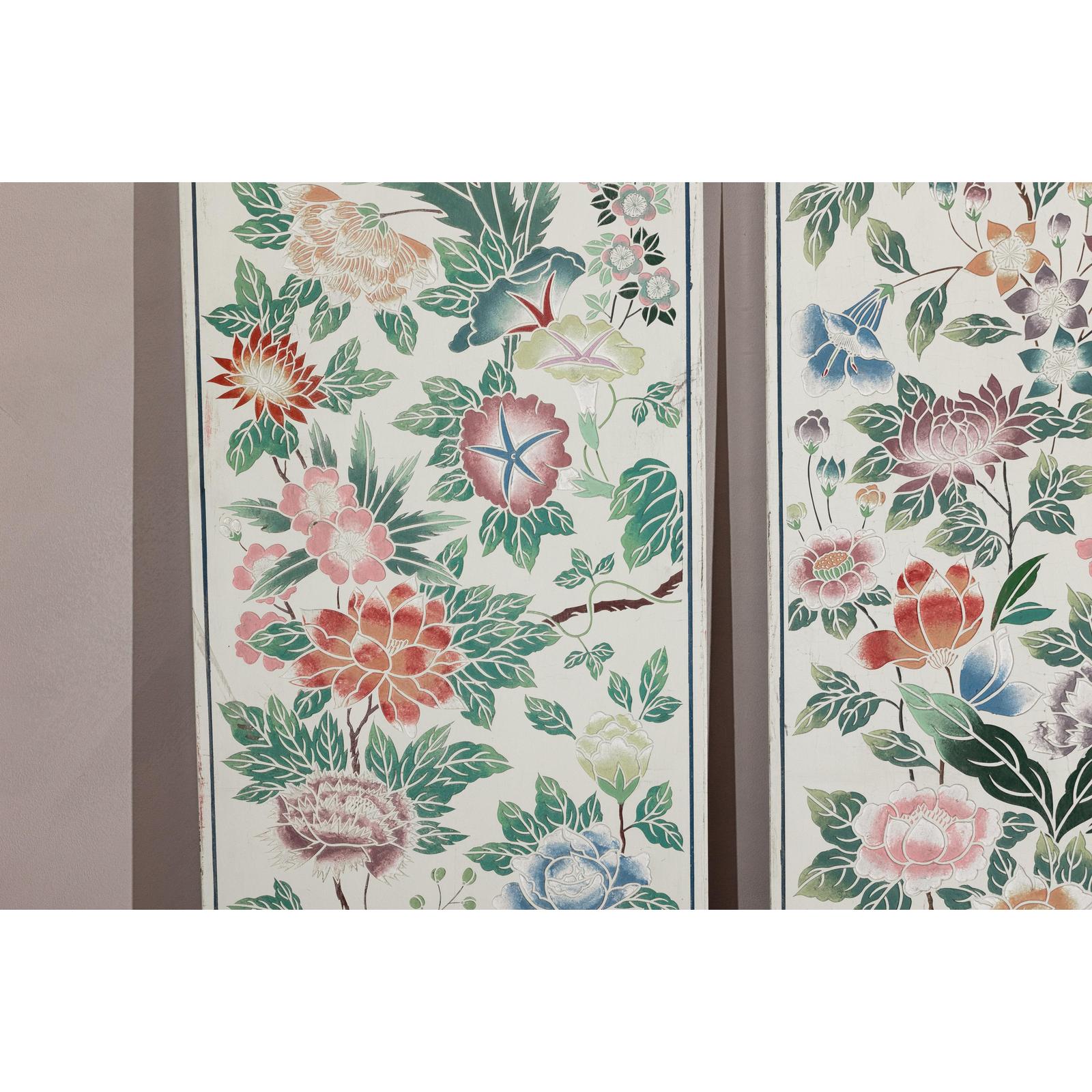 Set of Four Individual Panels with Flowers &amp; Butterflies - image 12