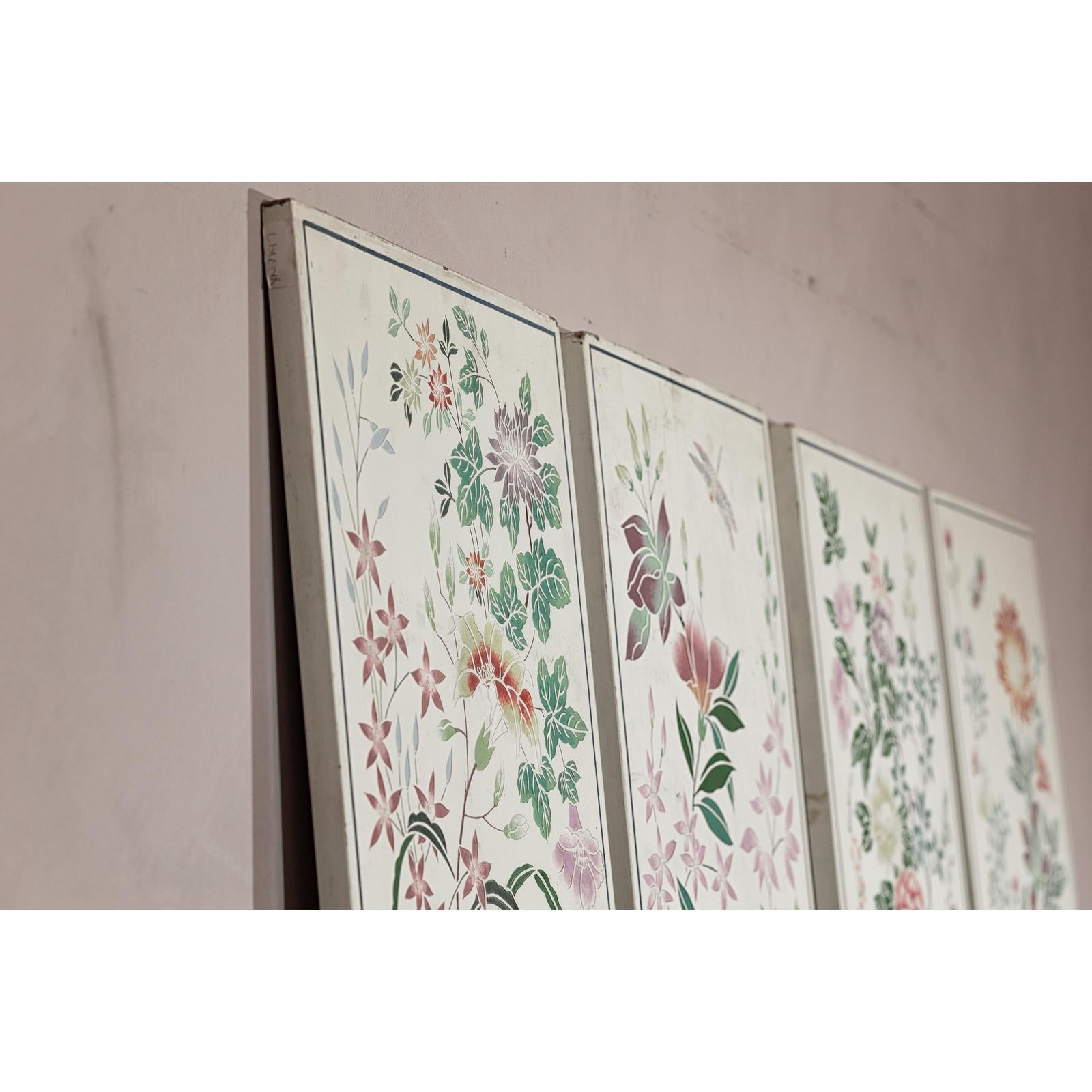 Set of Four Individual Panels with Flowers &amp; Butterflies - image 18
